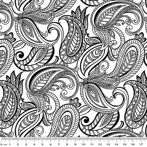 Night & Day Paisley White/Black 10402-99