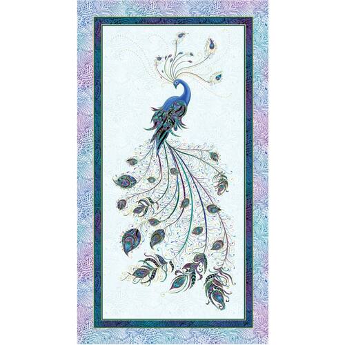 Peacock Flourish Panel Metallic White 10224M-80