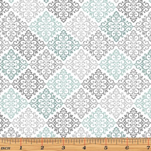 Words to Quilt By Medallion Grey Teal 6973-14