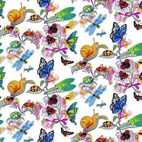 Bugs Bright Butterfly Dragonfly Snail White A