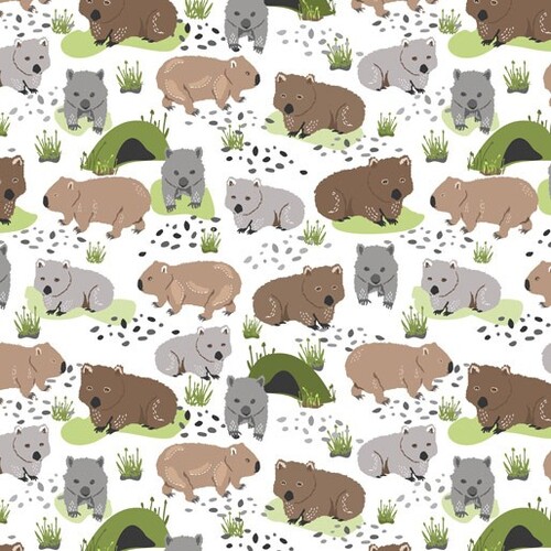 Roaming the Mallee Aussie Wombats White B1