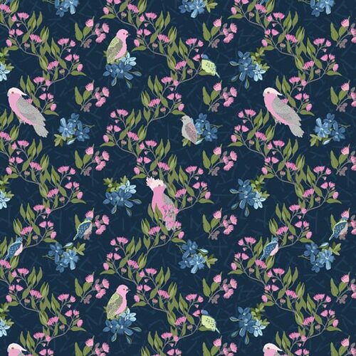 Aussie Feathered Friends Bush Birds Navy C3
