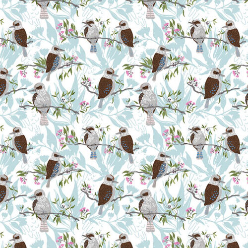 Aussie Feathered Friends Kookaburras Blue A3