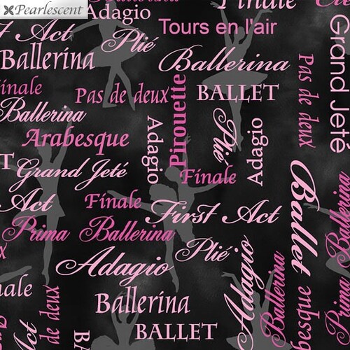 Pearl Ballet Words Black Pink 9842P-22