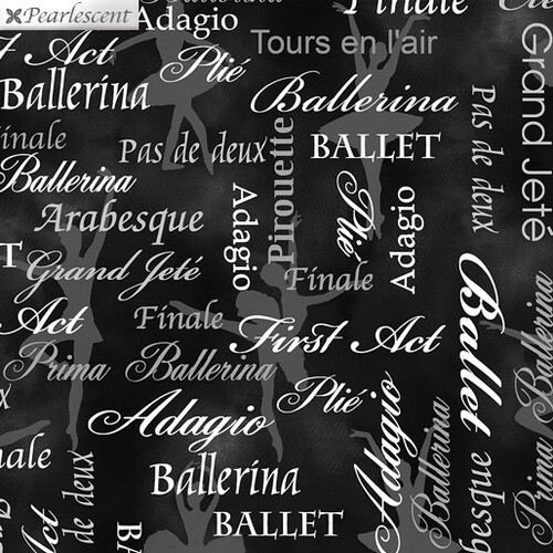 Pearl Ballet Words Black Grey 9842P-11