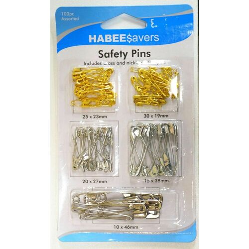 Habee Savers Safety Pins Assorted 100 Pack
