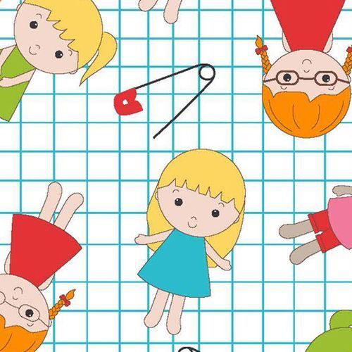Fabric Remnant-Sewing School Kids 96cm