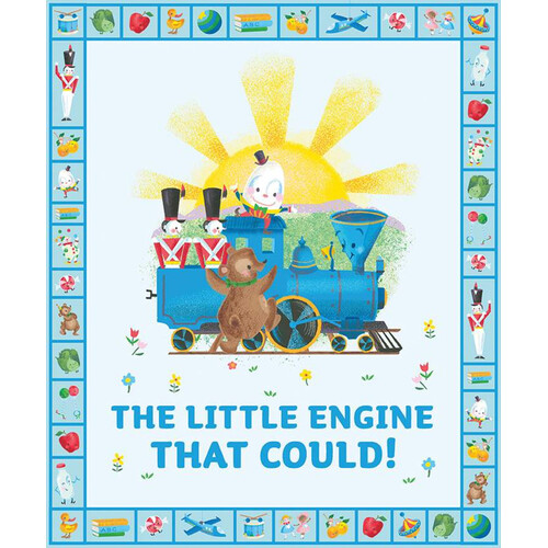 The Little Engine That Could Trains Quilt Panel