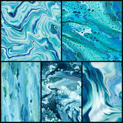 Fluidity Digital Fat Quarter Bundle Turq