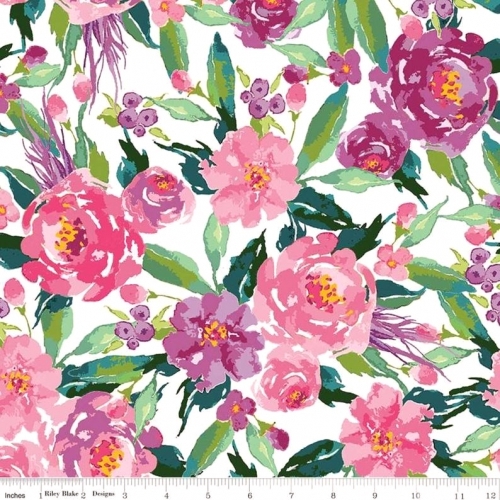 Hampton Garden Floral Main White 9440