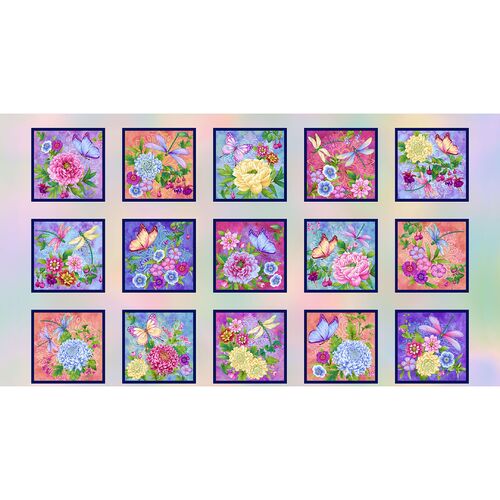 Gossamer Garden Flowers Blocks Panel 2648-10
