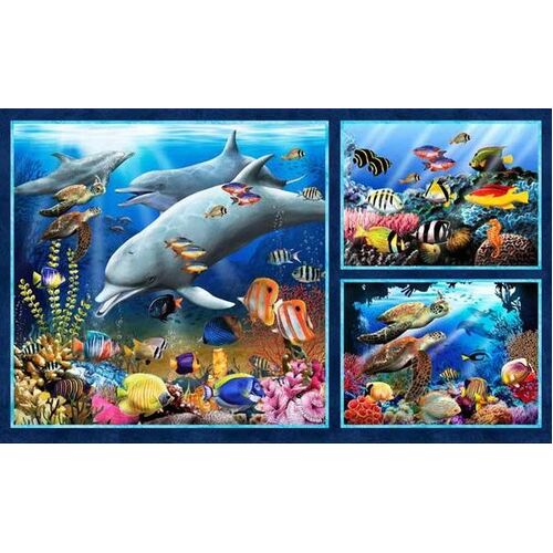 Underwater Fantasy Digital Dolphin Panel 4279