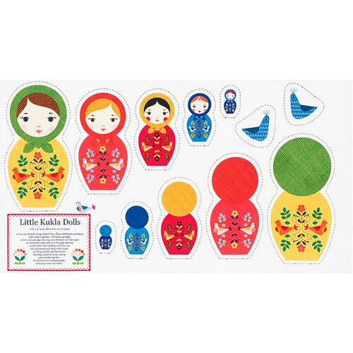 Little Kukla Matryoshka Dolls Fabric Panel