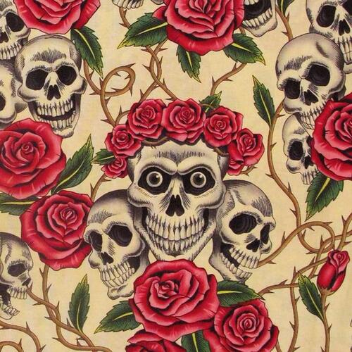 Rose Tatto Skulls Skullduggery Cream 6457CRR