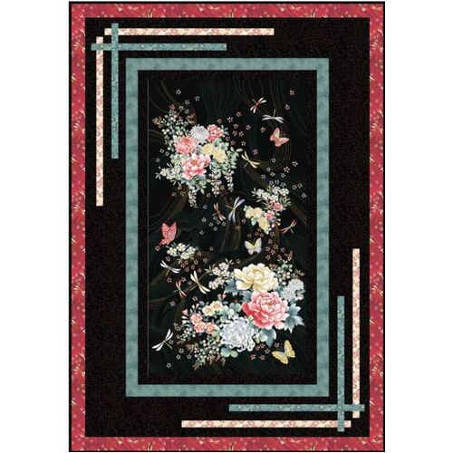 Niwa Metallic Oriental Flowers Quilt Kit #1