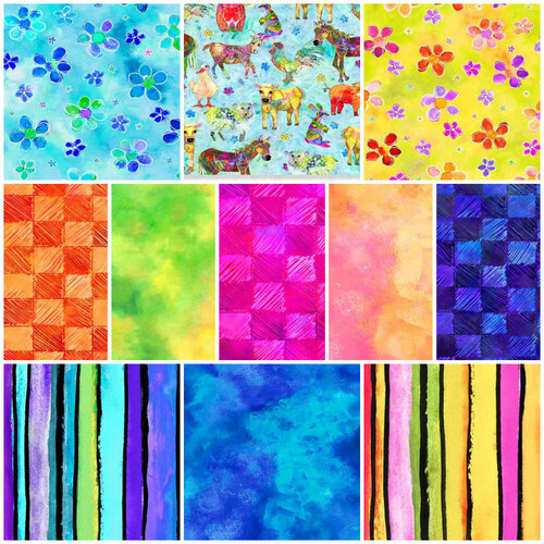 Living Farm Rainbow Animals Fat Quarter Bundle