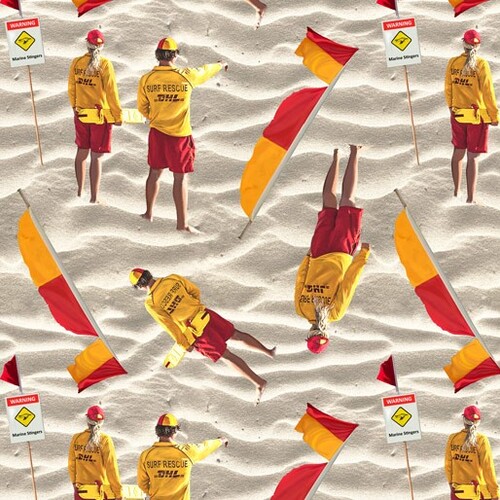 Outdoor Aussie Lifeguards Flags Sand J