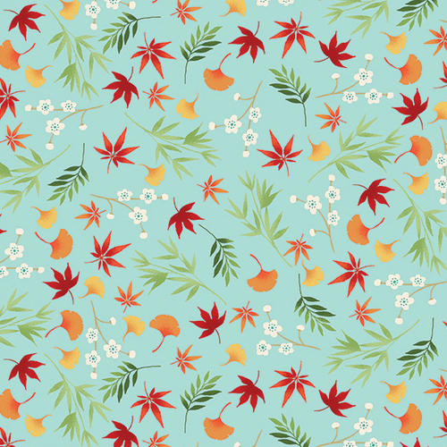 Michiko Oriental Floral Foliage Teal 2333-T