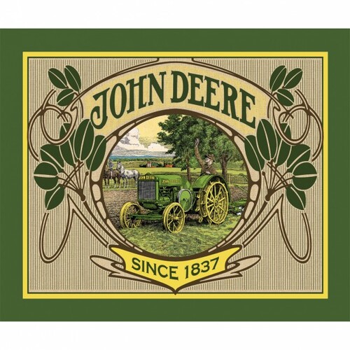 Licensed Vintage John Deere Country Tractor Quilt Panel