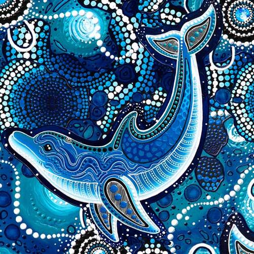 Spirit of the Bush Aboriginal Art Dolphins P 1/2m