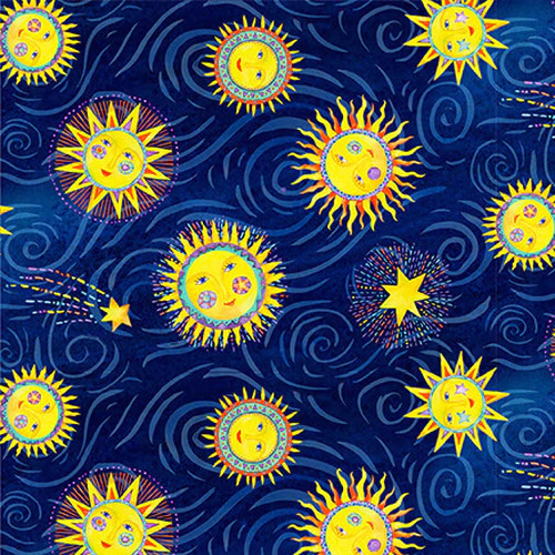 Stay Wild Moon Child Suns Stars Navy 9306-77