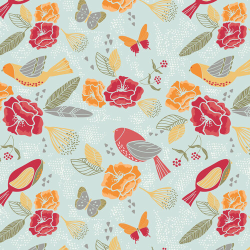 Fabric Remnant-Fly Bird Floral 79cm