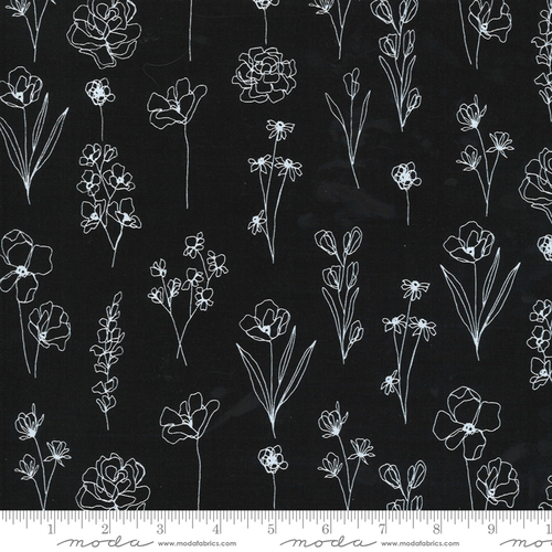 Moda Illustrations Floral Doodle Black 11505 25