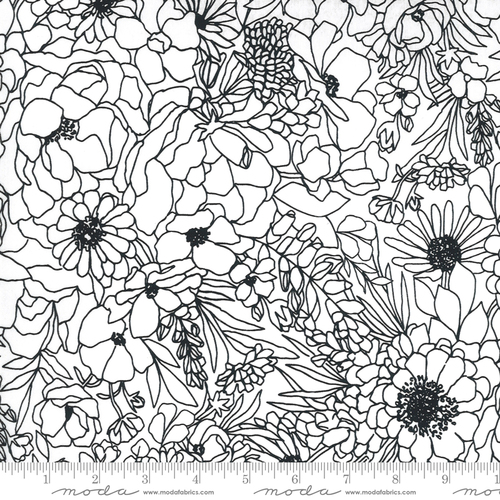 Moda Illustrations Modern Florals White 11501 11
