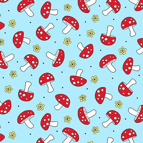 Hoot Hoot Mushrooms Blue A9763B