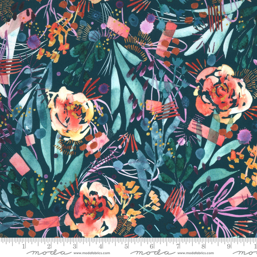 Sunshine Soul Watercolour Floral Midnight Blue 8463 12
