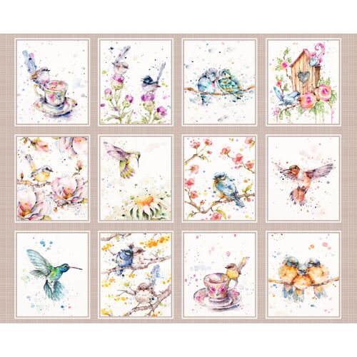 Flowers & Feathers Bird Panel 4469PA