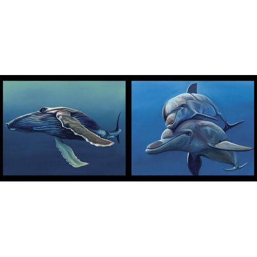 Chris Riley Collection 2 Whale Dolphins Panel DV3915