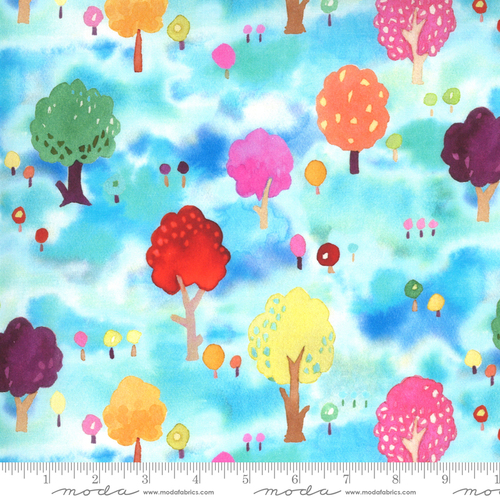 Moda Fanciful Forest Orchard Trees Turq 33572 14