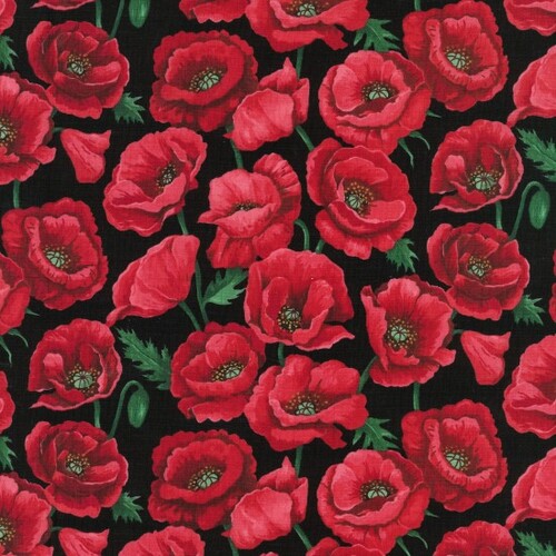 Poppy Poppies Blossom Black 105