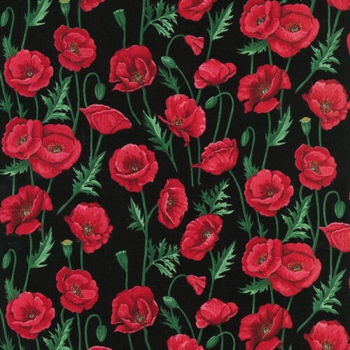 Poppy Poppies Stems Black 102