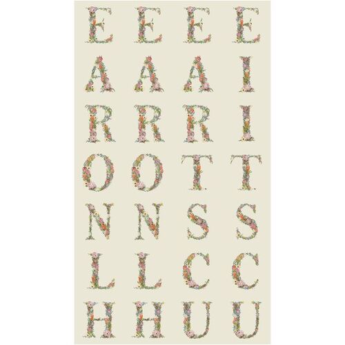 Alphabet Botanical Floral Letters Cream Panel DV3736