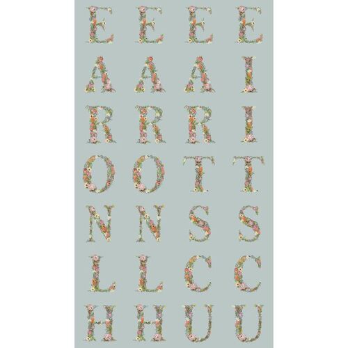 Alphabet Botanical Floral Letters Duck Egg Panel DV377