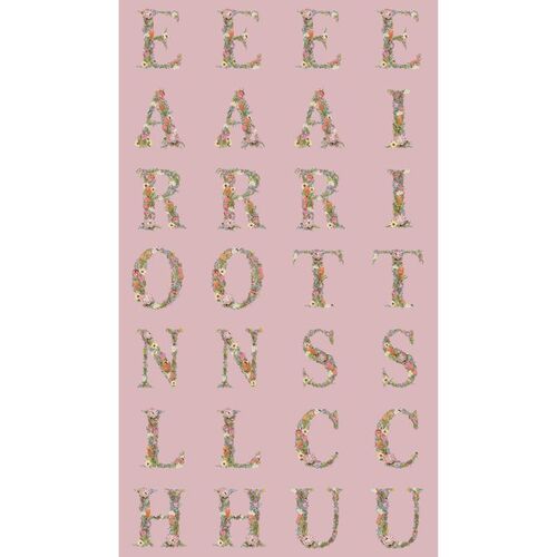 Alphabet Botanical Floral Letters Pink Panel DV3735