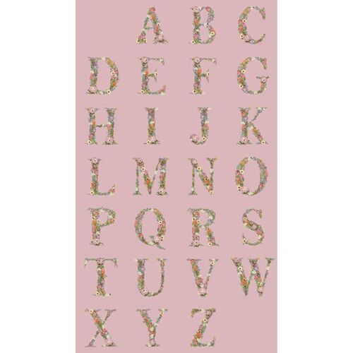 Alphabet Botanical Floral Letters Pink Panel DV3732