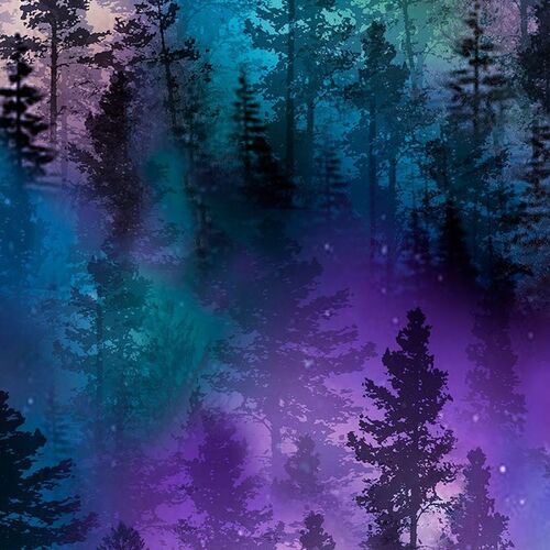 Aurora Forest Trees Night Purple C8457
