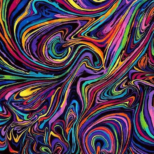 Glow Rainbow Bright Swirls Black C8416