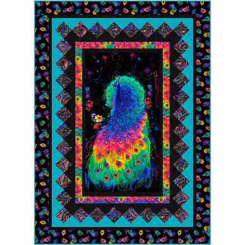 Glow Rainbow Bright Peacock Quilt Kit - All Eyes on Me