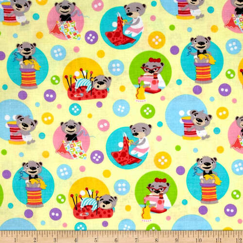 Sewing Notions Bears Yellow Per Metre