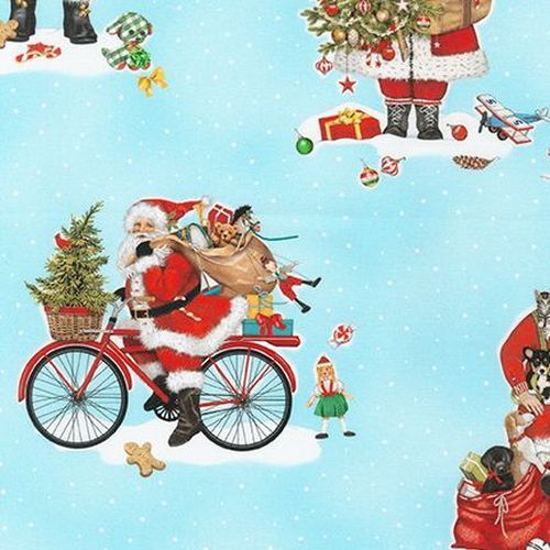 Holly Jolly Christmas Santas Blue 204854