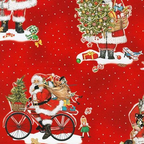 Holly Jolly Christmas Santas Red 204853
