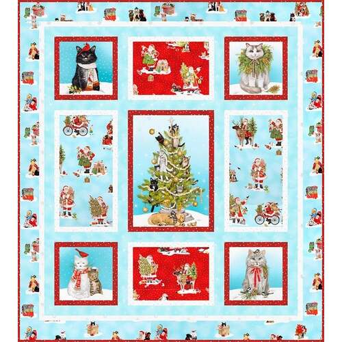 Holly Jolly Christmas Meowy Quilt Kit