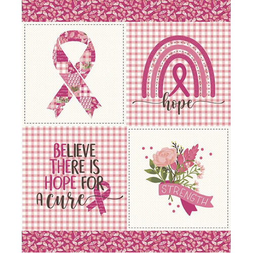 Hope in Bloom Fabric Quilt Panel Pink PD11026