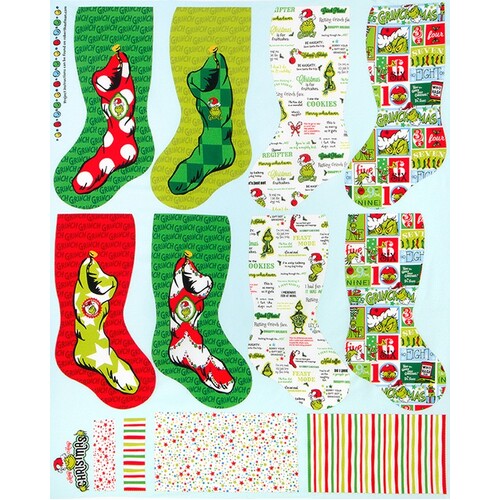 How the Grinch Stole Christmas Stockings Panel 20276-223