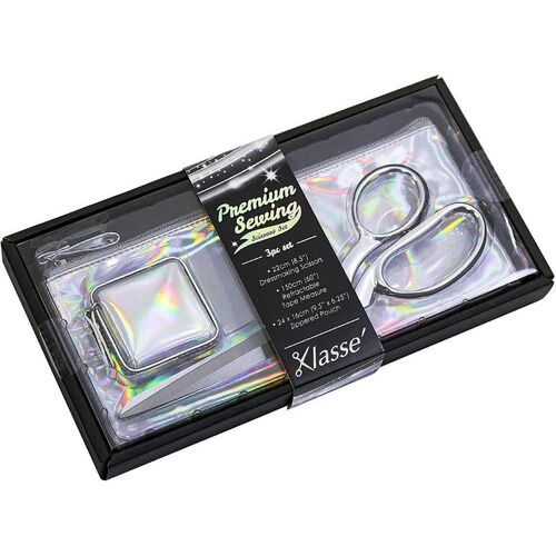Klasse Silver Premium 3 Piece Scissor Tape Measure Set