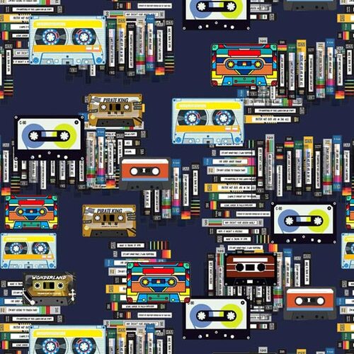 Retro Music Musical Tapes Navy 1003/194C
